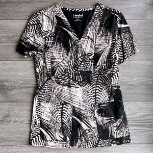 Landau Women’s V-Neck 2-Pocket Scrub Top Brown Tan Size Small